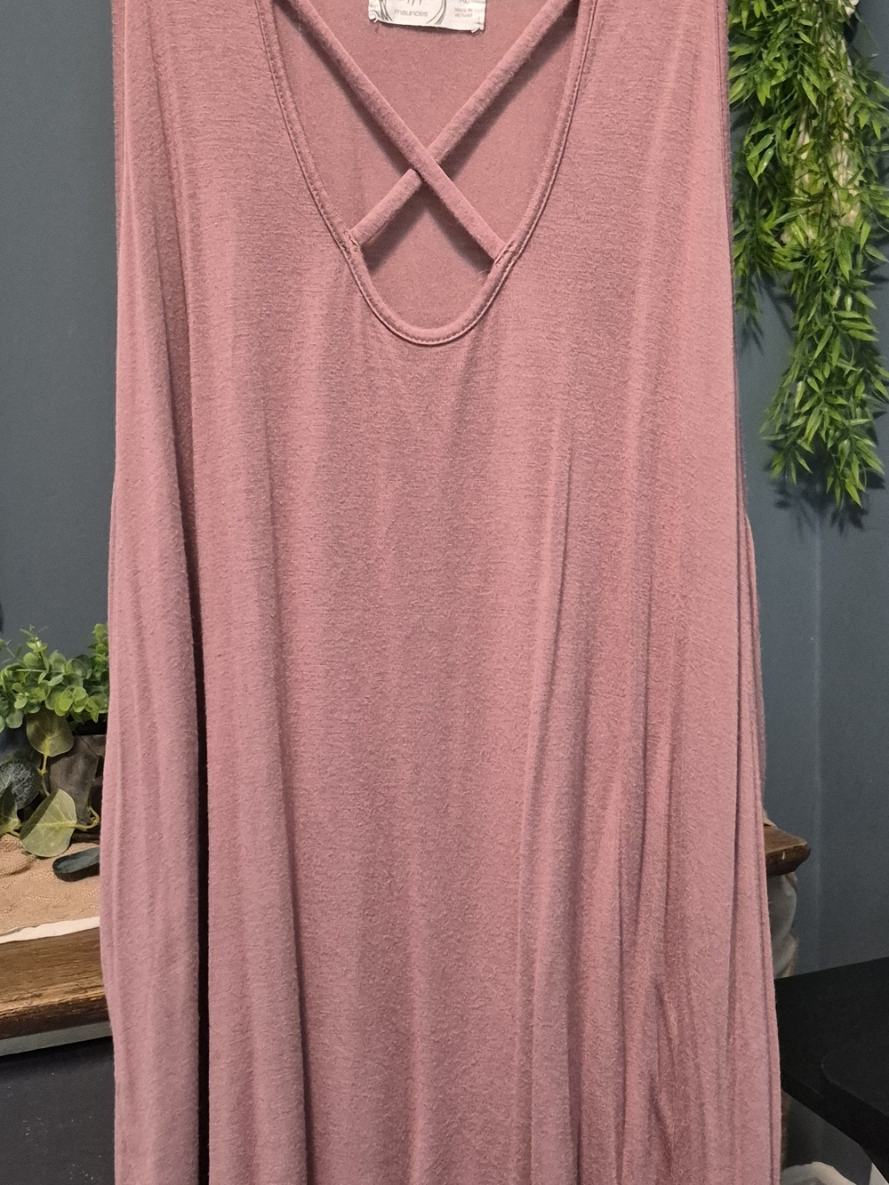 Maurices 24/7 Dusty Rose Crisscross V-Neck Tank Sz XL